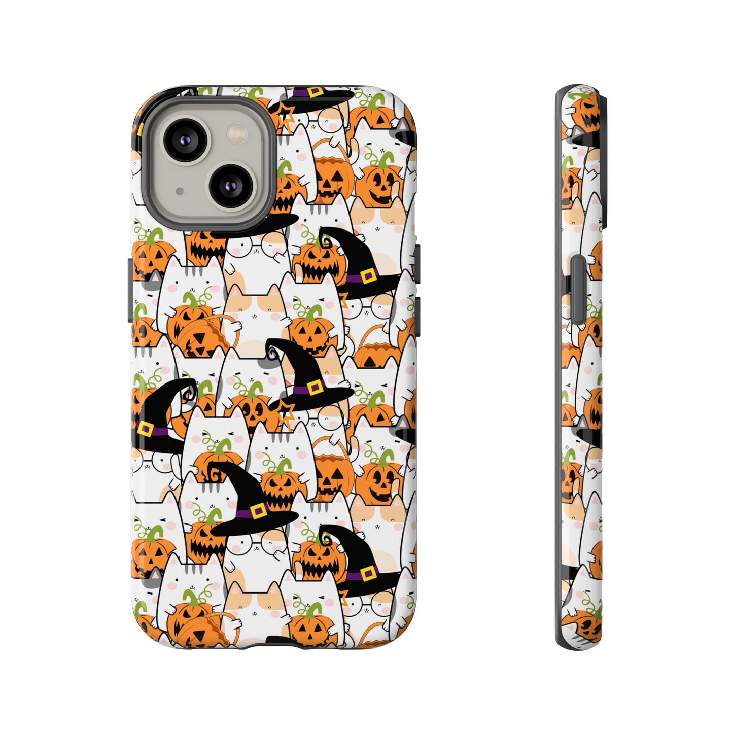 Halloween Cats and Pumpkins Phone Case – Tough Phone Case – Cute Spooky Design - iPhone 16 - Samsung Galaxy - Google Pixel