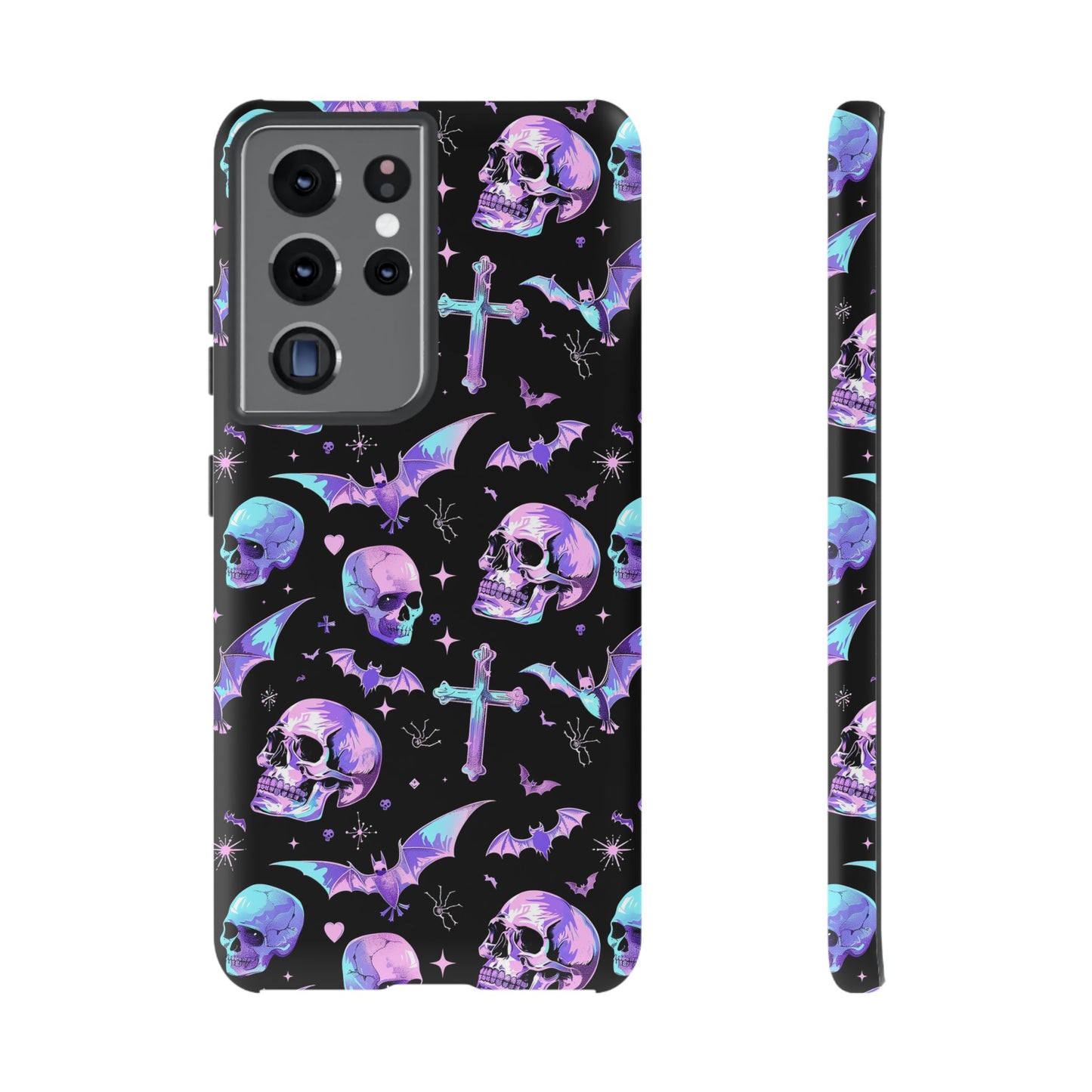 Pastel Skulls and Crosses Gothic Phone Case – Tough Phone Case – Cute Spooky Design - iPhone 16 - Samsung Galaxy - Google Pixel