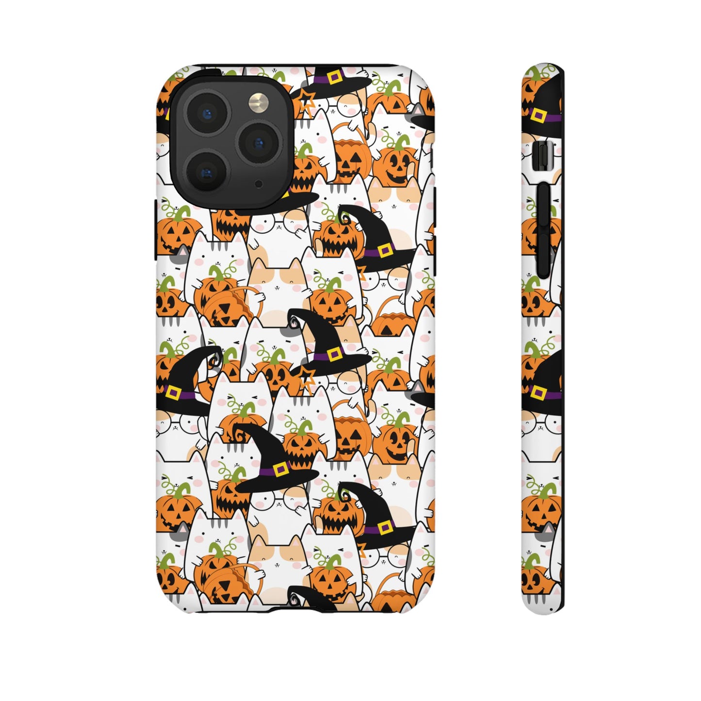 Halloween Cats and Pumpkins Phone Case – Tough Phone Case – Cute Spooky Design - iPhone 16 - Samsung Galaxy - Google Pixel