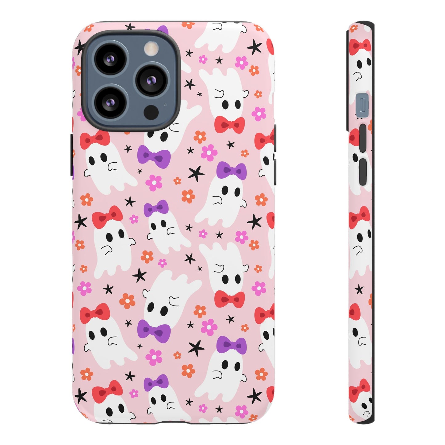 Cute Ghosts with Bows and Stars Halloween Phone Case – Tough Phone Case – Cute Spooky Design - iPhone 16 - Samsung Galaxy - Google Pixel