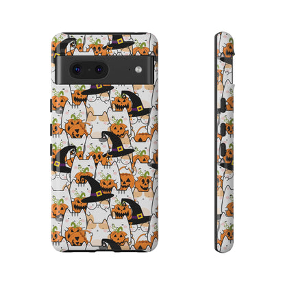 Halloween Cats and Pumpkins Phone Case – Tough Phone Case – Cute Spooky Design - iPhone 16 - Samsung Galaxy - Google Pixel