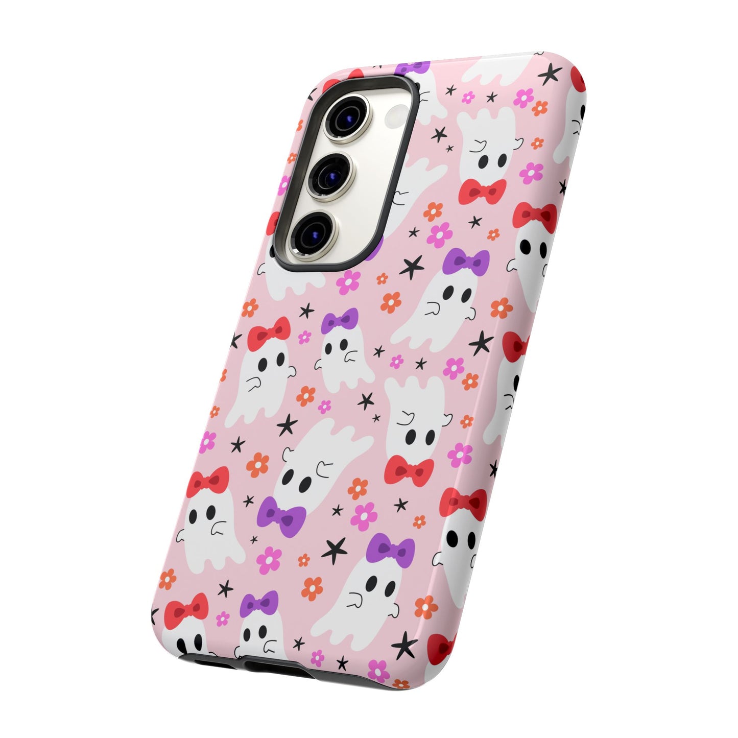 Cute Ghosts with Bows and Stars Halloween Phone Case – Tough Phone Case – Cute Spooky Design - iPhone 16 - Samsung Galaxy - Google Pixel