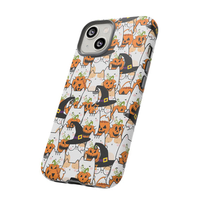 Halloween Cats and Pumpkins Phone Case – Tough Phone Case – Cute Spooky Design - iPhone 16 - Samsung Galaxy - Google Pixel