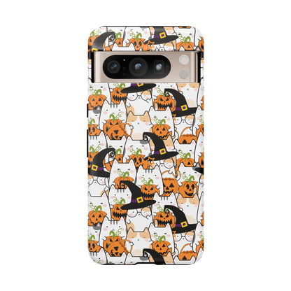 Halloween Cats and Pumpkins Phone Case – Tough Phone Case – Cute Spooky Design - iPhone 16 - Samsung Galaxy - Google Pixel