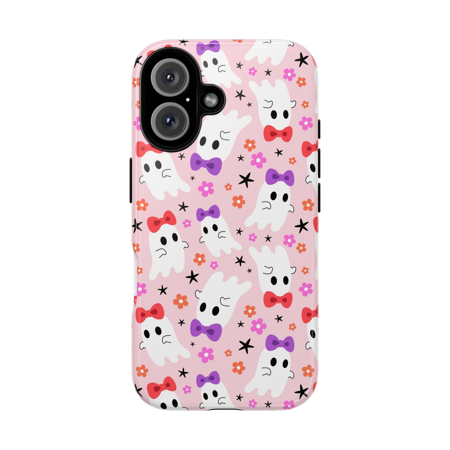 Cute Ghosts with Bows and Stars Halloween Phone Case – Tough Phone Case – Cute Spooky Design - iPhone 16 - Samsung Galaxy - Google Pixel