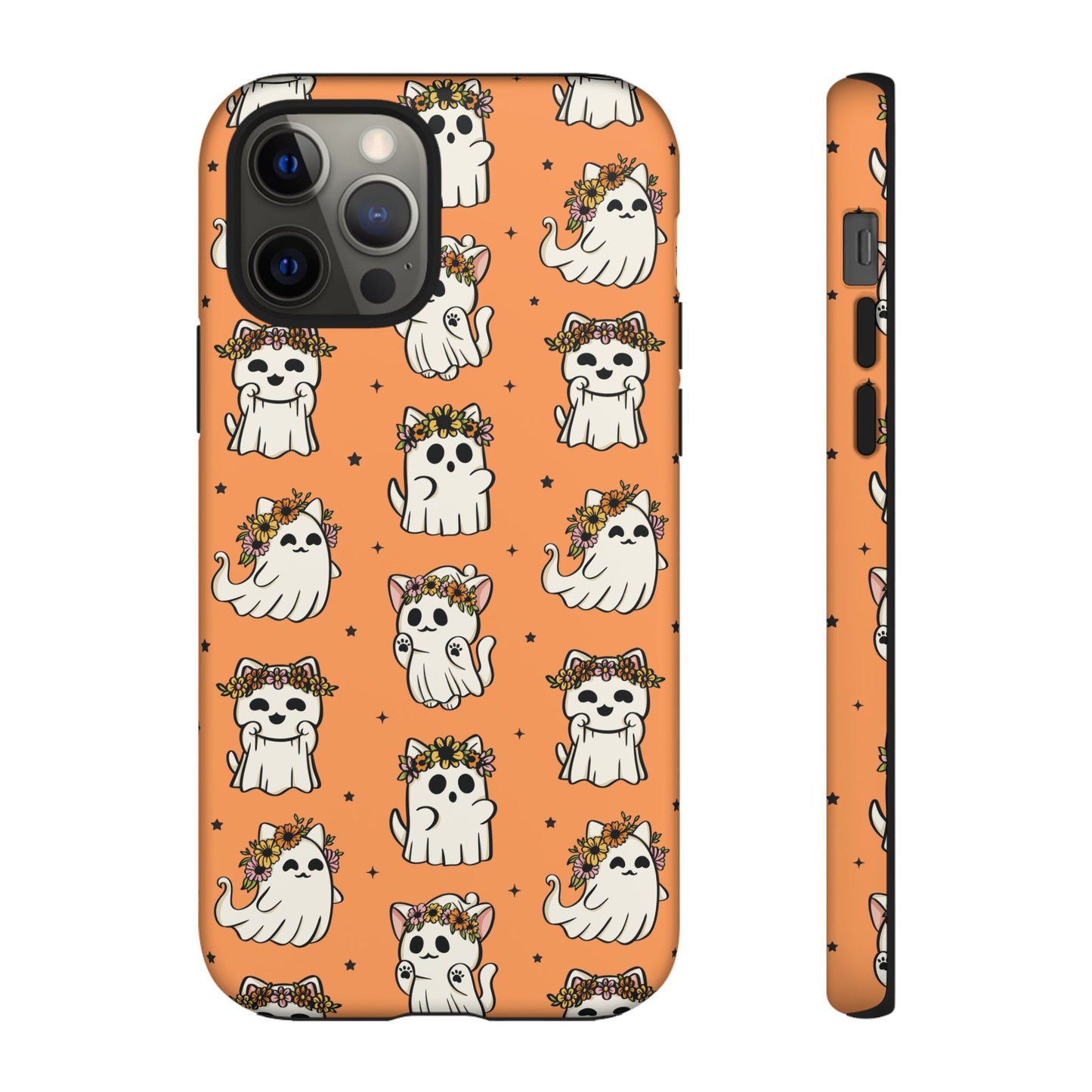 Ghost Cats and Pumpkins Halloween Phone Case – Tough Phone Case – Cute Spooky Design - iPhone 16 - Samsung Galaxy - Google Pixel