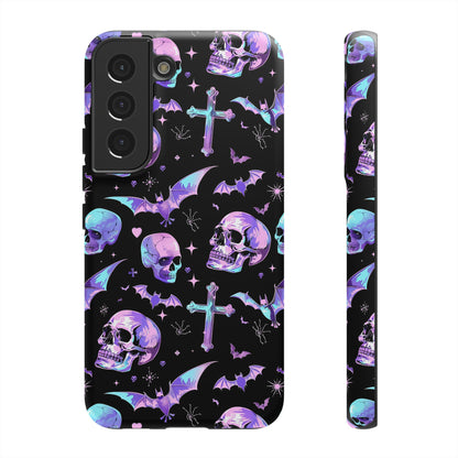 Pastel Skulls and Crosses Gothic Phone Case – Tough Phone Case – Cute Spooky Design - iPhone 16 - Samsung Galaxy - Google Pixel