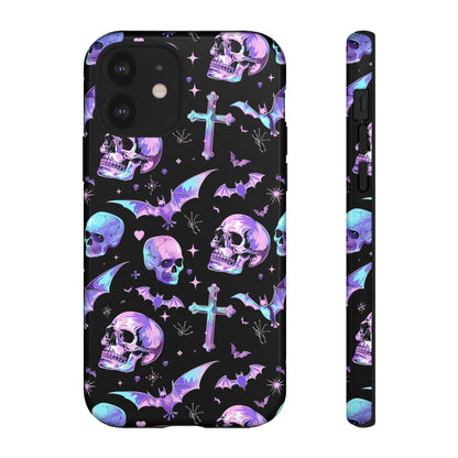 Pastel Skulls and Crosses Gothic Phone Case – Tough Phone Case – Cute Spooky Design - iPhone 16 - Samsung Galaxy - Google Pixel