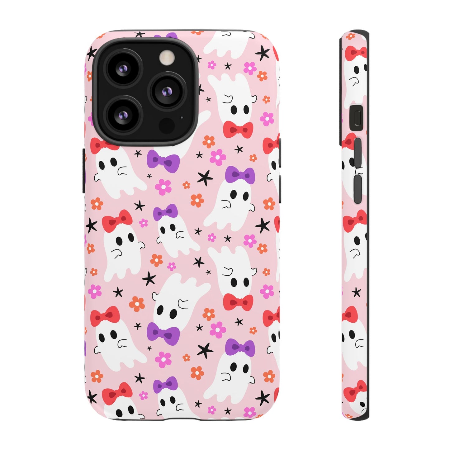 Cute Ghosts with Bows and Stars Halloween Phone Case – Tough Phone Case – Cute Spooky Design - iPhone 16 - Samsung Galaxy - Google Pixel