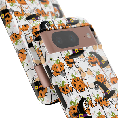 Halloween Cats and Pumpkins Phone Case – Tough Phone Case – Cute Spooky Design - iPhone 16 - Samsung Galaxy - Google Pixel