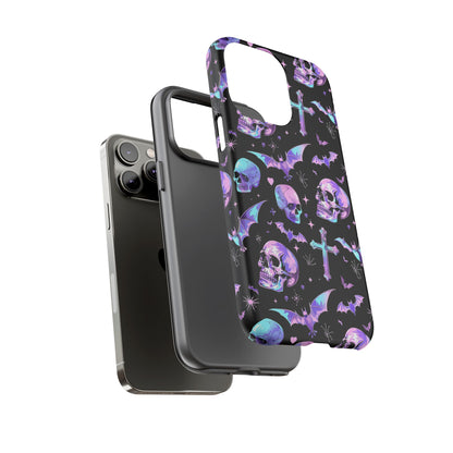 Pastel Skulls and Crosses Gothic Phone Case – Tough Phone Case – Cute Spooky Design - iPhone 16 - Samsung Galaxy - Google Pixel