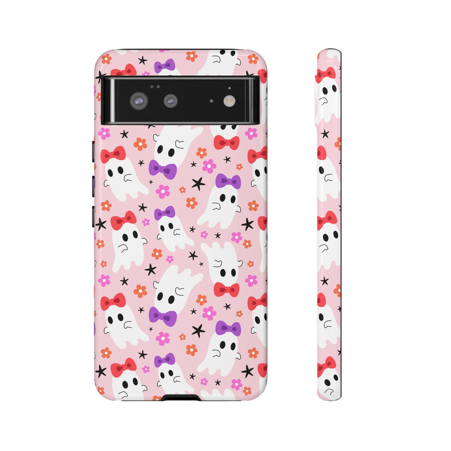 Cute Ghosts with Bows and Stars Halloween Phone Case – Tough Phone Case – Cute Spooky Design - iPhone 16 - Samsung Galaxy - Google Pixel