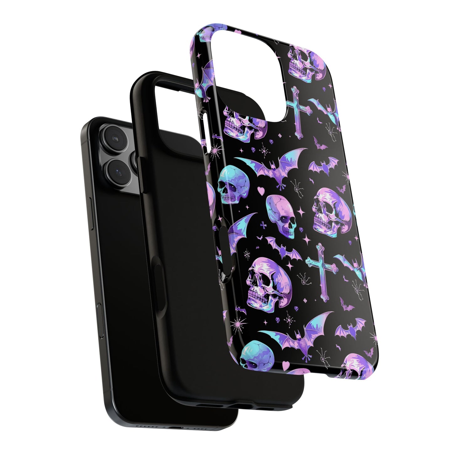 Pastel Skulls and Crosses Gothic Phone Case – Tough Phone Case – Cute Spooky Design - iPhone 16 - Samsung Galaxy - Google Pixel