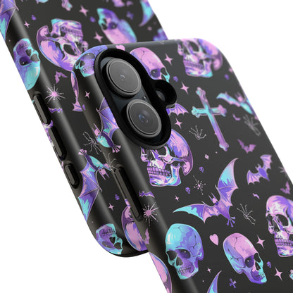 Pastel Skulls and Crosses Gothic Phone Case – Tough Phone Case – Cute Spooky Design - iPhone 16 - Samsung Galaxy - Google Pixel