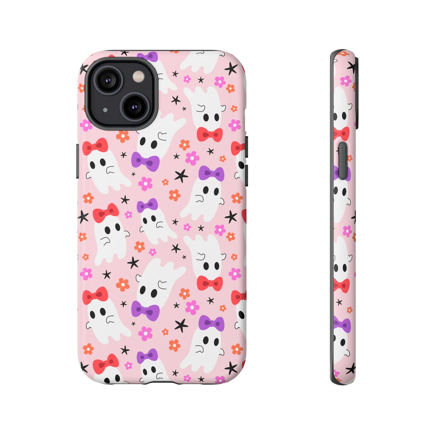 Cute Ghosts with Bows and Stars Halloween Phone Case – Tough Phone Case – Cute Spooky Design - iPhone 16 - Samsung Galaxy - Google Pixel