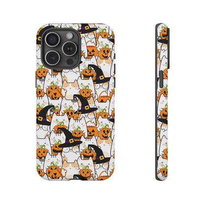 Halloween Cats and Pumpkins Phone Case – Tough Phone Case – Cute Spooky Design - iPhone 16 - Samsung Galaxy - Google Pixel