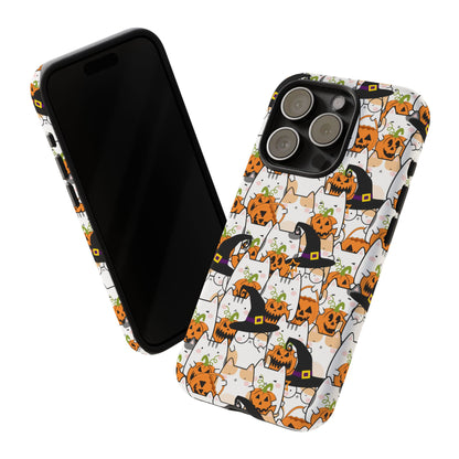 Halloween Cats and Pumpkins Phone Case – Tough Phone Case – Cute Spooky Design - iPhone 16 - Samsung Galaxy - Google Pixel