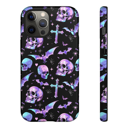 Pastel Skulls and Crosses Gothic Phone Case – Tough Phone Case – Cute Spooky Design - iPhone 16 - Samsung Galaxy - Google Pixel