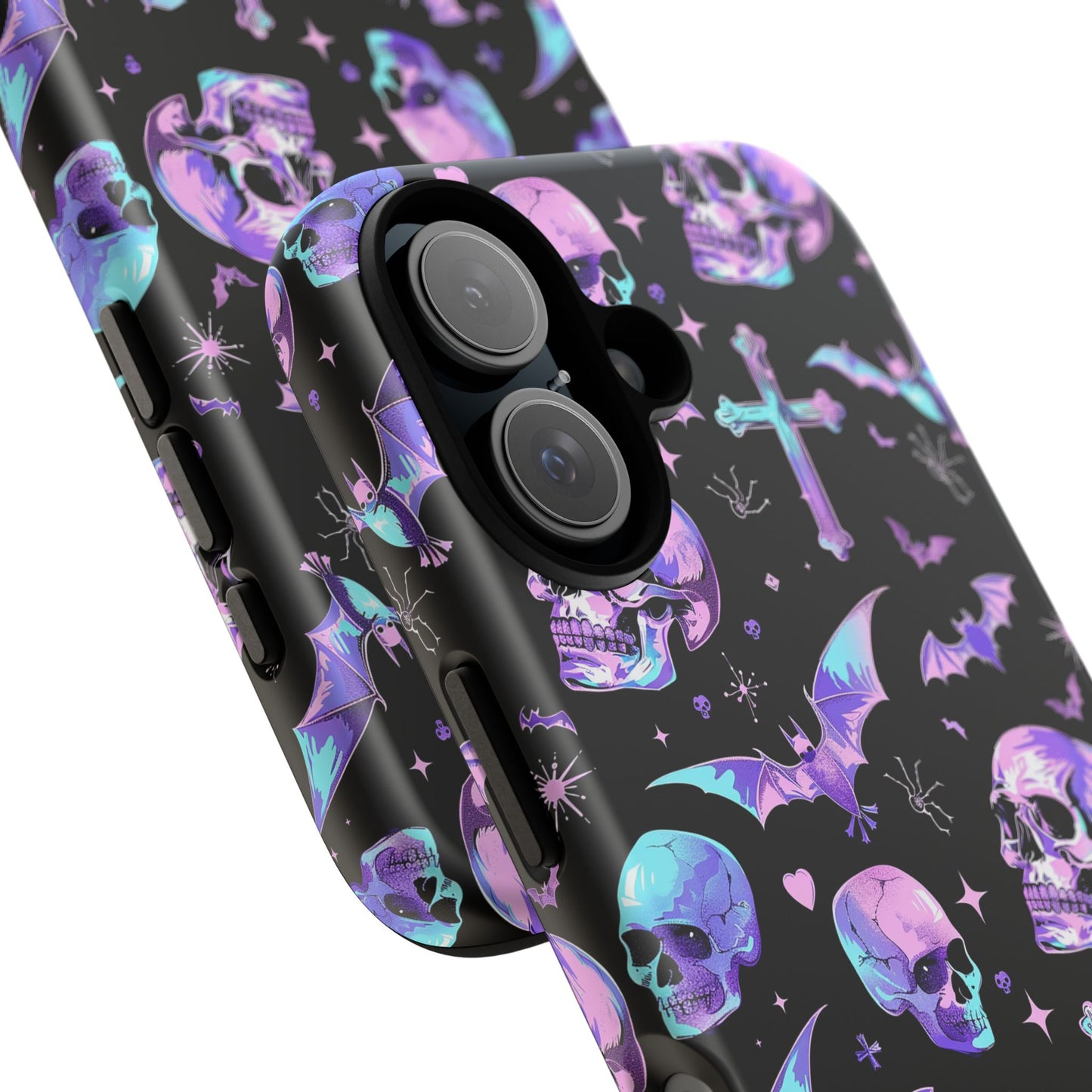 Pastel Skulls and Crosses Gothic Phone Case – Tough Phone Case – Cute Spooky Design - iPhone 16 - Samsung Galaxy - Google Pixel