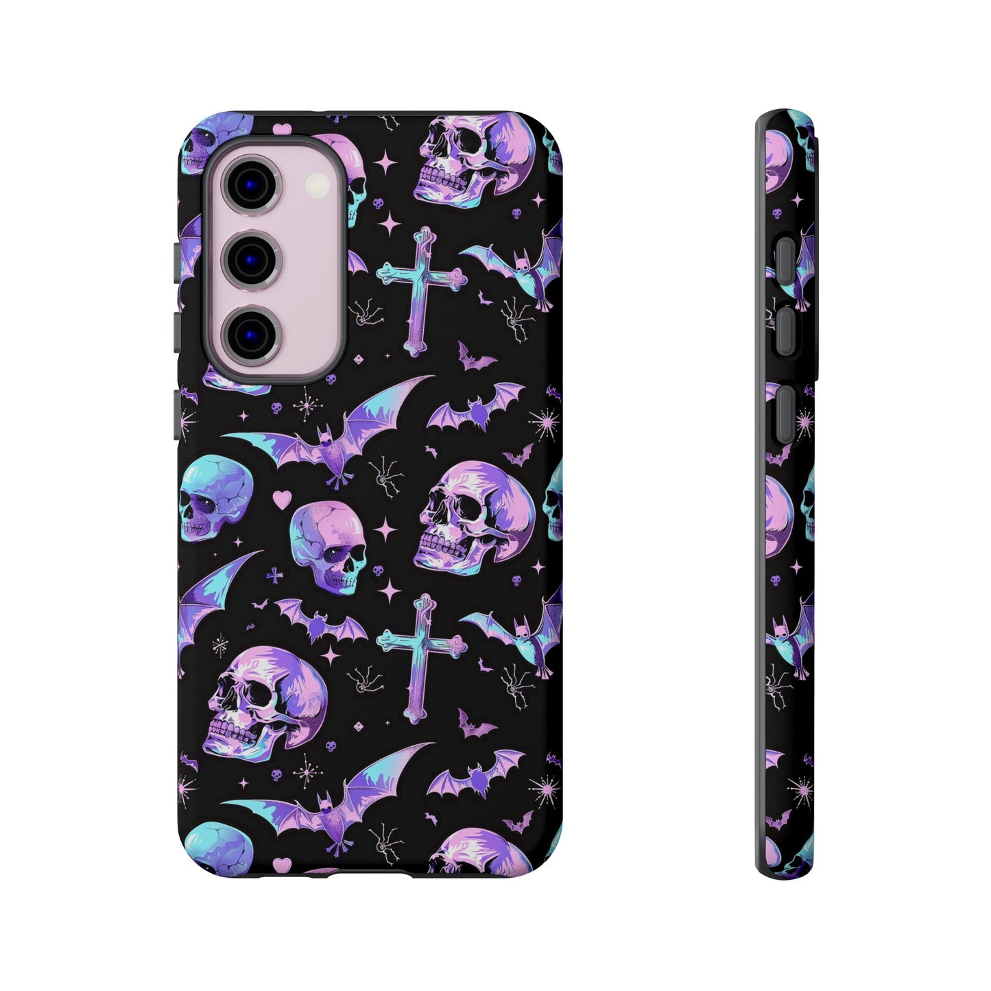 Pastel Skulls and Crosses Gothic Phone Case – Tough Phone Case – Cute Spooky Design - iPhone 16 - Samsung Galaxy - Google Pixel