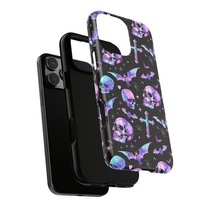 Pastel Skulls and Crosses Gothic Phone Case – Tough Phone Case – Cute Spooky Design - iPhone 16 - Samsung Galaxy - Google Pixel