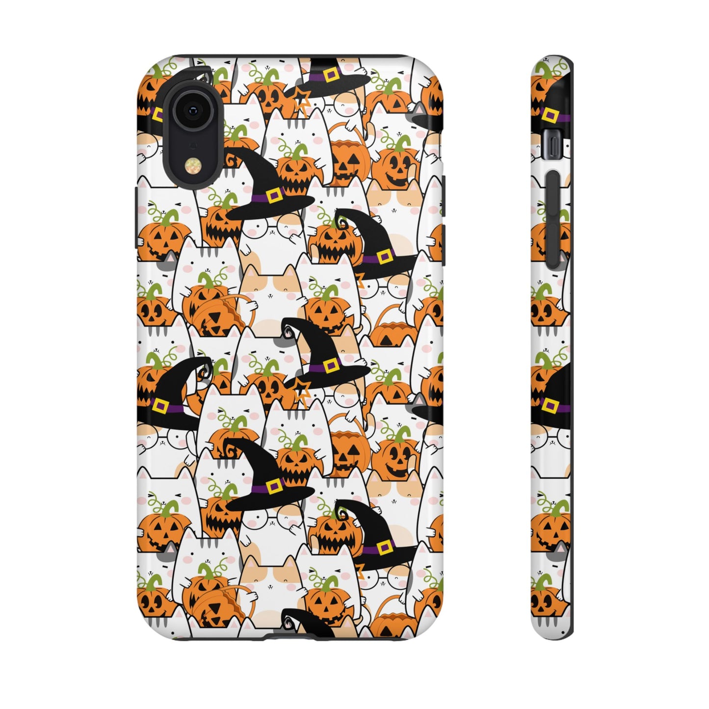 Halloween Cats and Pumpkins Phone Case – Tough Phone Case – Cute Spooky Design - iPhone 16 - Samsung Galaxy - Google Pixel