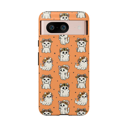 Ghost Cats and Pumpkins Halloween Phone Case – Tough Phone Case – Cute Spooky Design - iPhone 16 - Samsung Galaxy - Google Pixel