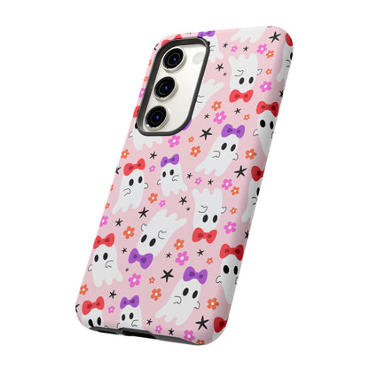 Cute Ghosts with Bows and Stars Halloween Phone Case – Tough Phone Case – Cute Spooky Design - iPhone 16 - Samsung Galaxy - Google Pixel