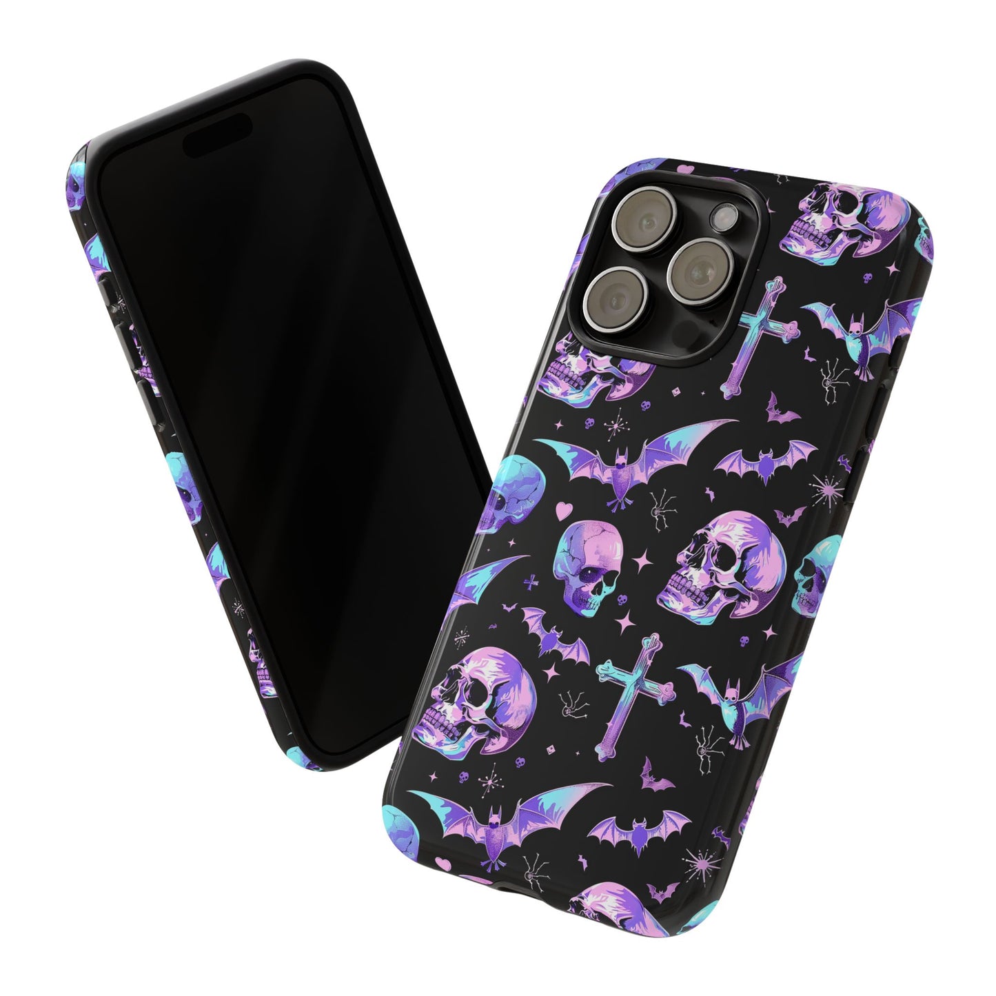 Pastel Skulls and Crosses Gothic Phone Case – Tough Phone Case – Cute Spooky Design - iPhone 16 - Samsung Galaxy - Google Pixel