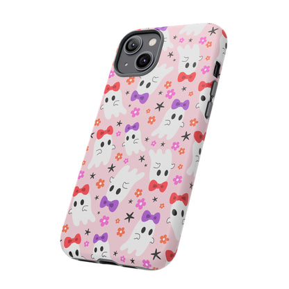 Cute Ghosts with Bows and Stars Halloween Phone Case – Tough Phone Case – Cute Spooky Design - iPhone 16 - Samsung Galaxy - Google Pixel