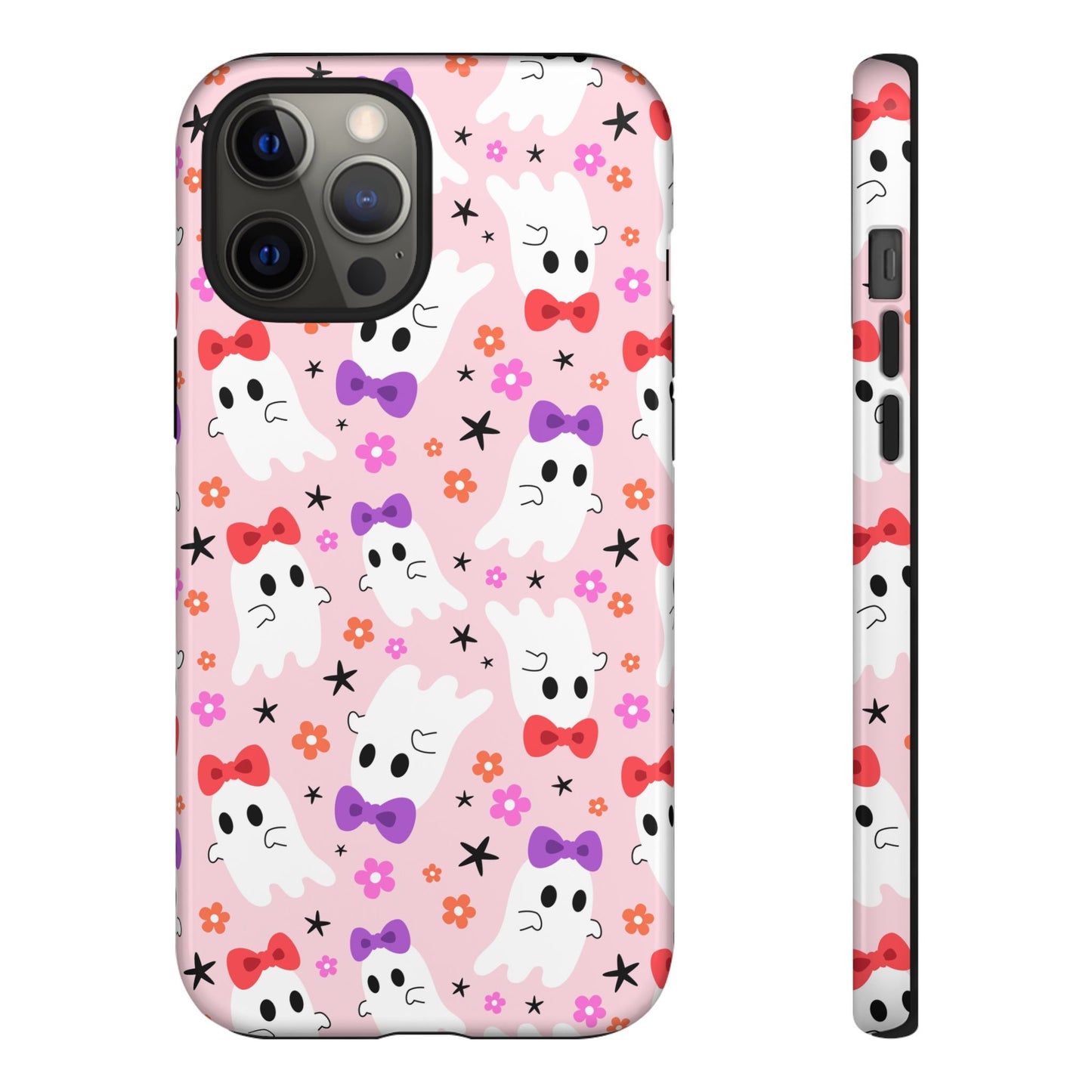 Cute Ghosts with Bows and Stars Halloween Phone Case – Tough Phone Case – Cute Spooky Design - iPhone 16 - Samsung Galaxy - Google Pixel