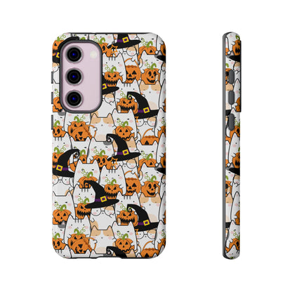 Halloween Cats and Pumpkins Phone Case – Tough Phone Case – Cute Spooky Design - iPhone 16 - Samsung Galaxy - Google Pixel