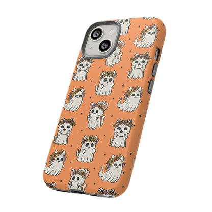 Ghost Cats and Pumpkins Halloween Phone Case – Tough Phone Case – Cute Spooky Design - iPhone 16 - Samsung Galaxy - Google Pixel