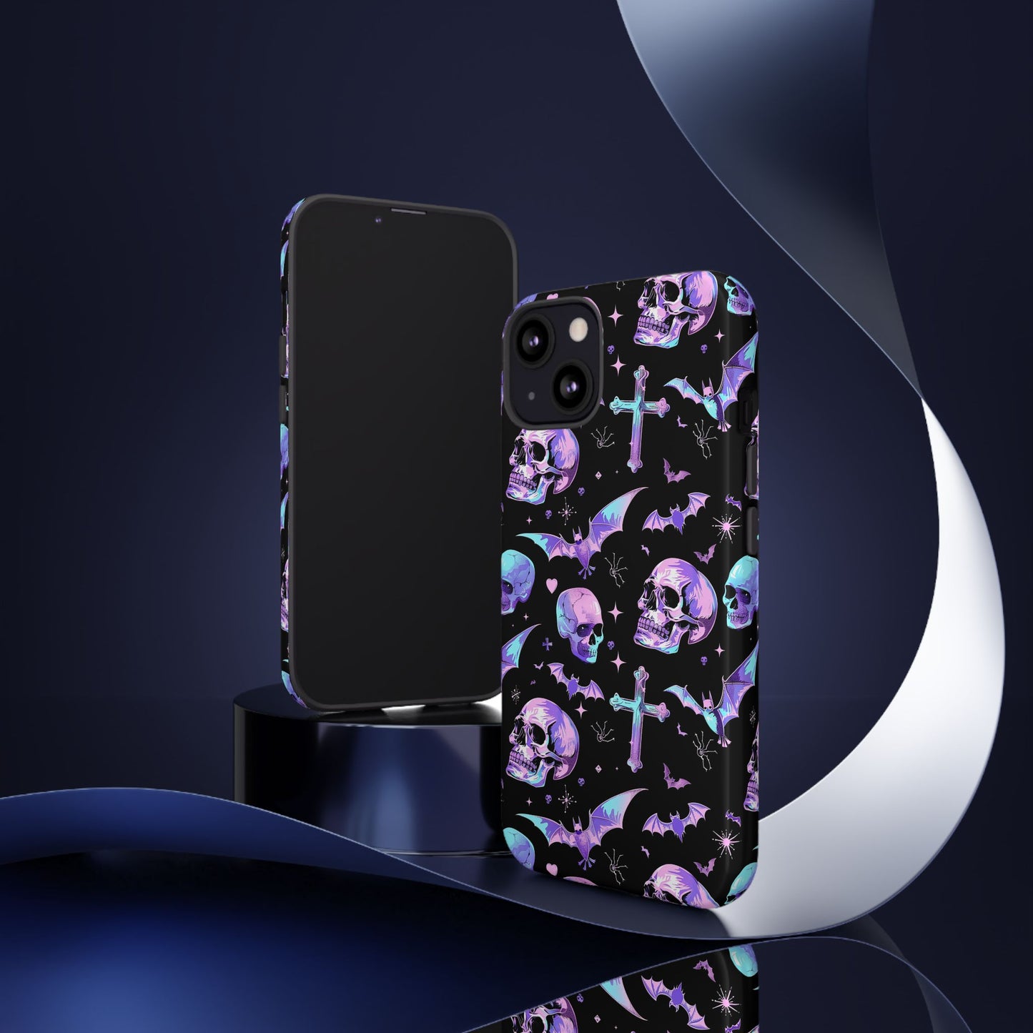 Pastel Skulls and Crosses Gothic Phone Case – Tough Phone Case – Cute Spooky Design - iPhone 16 - Samsung Galaxy - Google Pixel