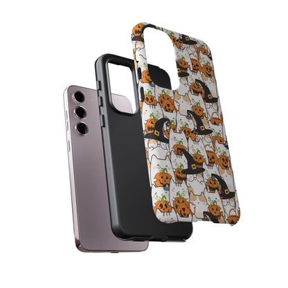 Halloween Cats and Pumpkins Phone Case – Tough Phone Case – Cute Spooky Design - iPhone 16 - Samsung Galaxy - Google Pixel