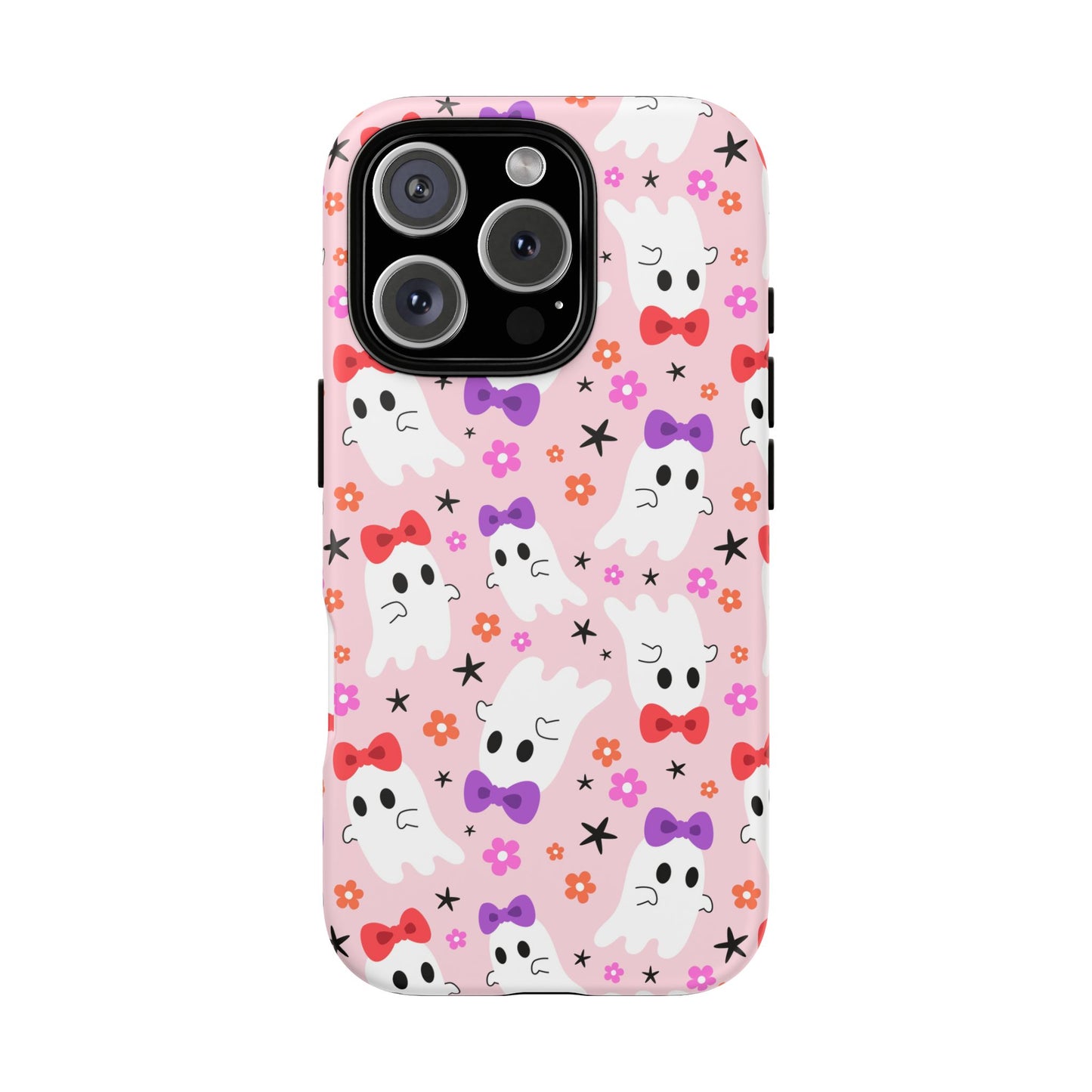 Cute Ghosts with Bows and Stars Halloween Phone Case – Tough Phone Case – Cute Spooky Design - iPhone 16 - Samsung Galaxy - Google Pixel