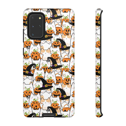 Halloween Cats and Pumpkins Phone Case – Tough Phone Case – Cute Spooky Design - iPhone 16 - Samsung Galaxy - Google Pixel