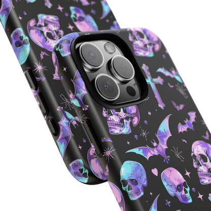 Pastel Skulls and Crosses Gothic Phone Case – Tough Phone Case – Cute Spooky Design - iPhone 16 - Samsung Galaxy - Google Pixel