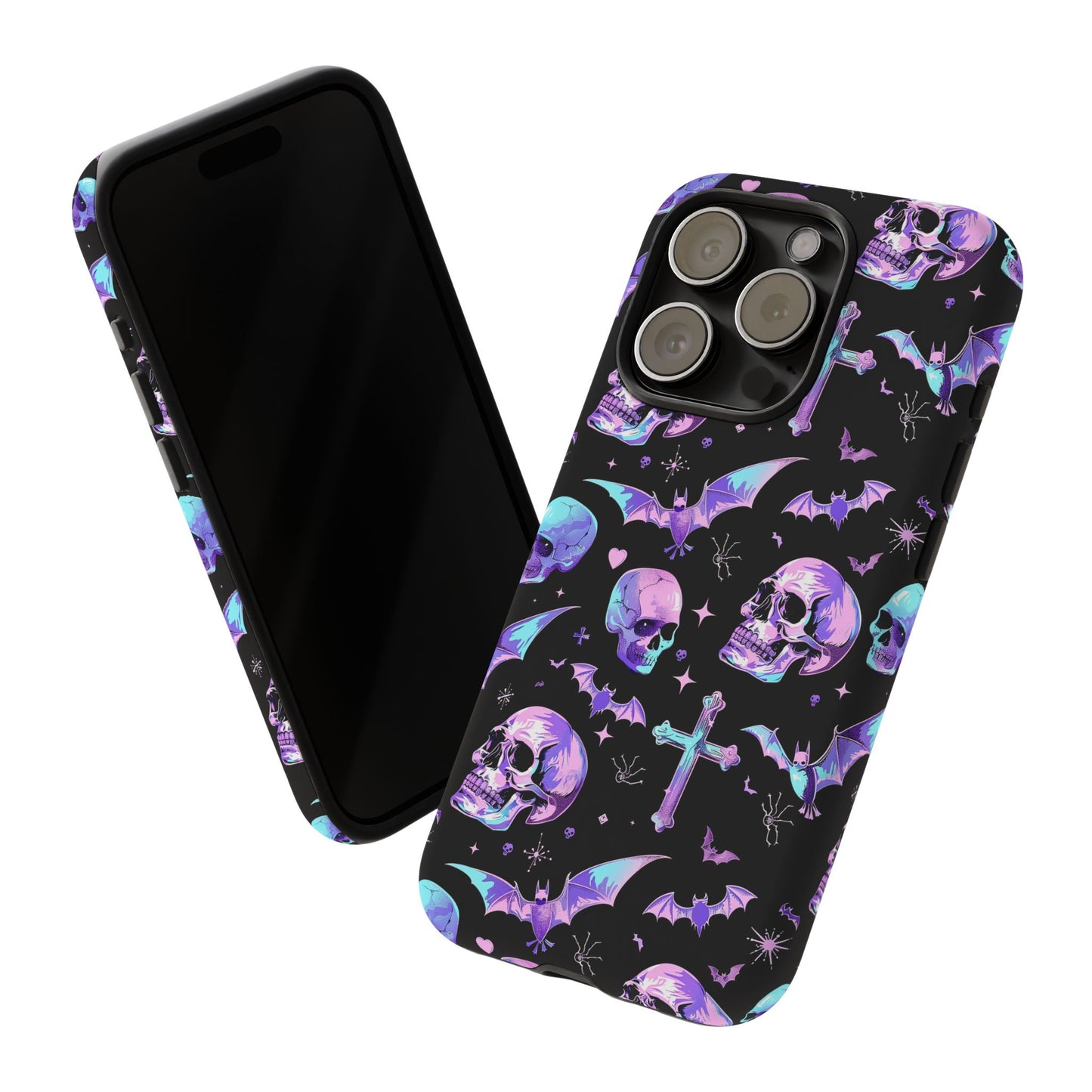 Pastel Skulls and Crosses Gothic Phone Case – Tough Phone Case – Cute Spooky Design - iPhone 16 - Samsung Galaxy - Google Pixel