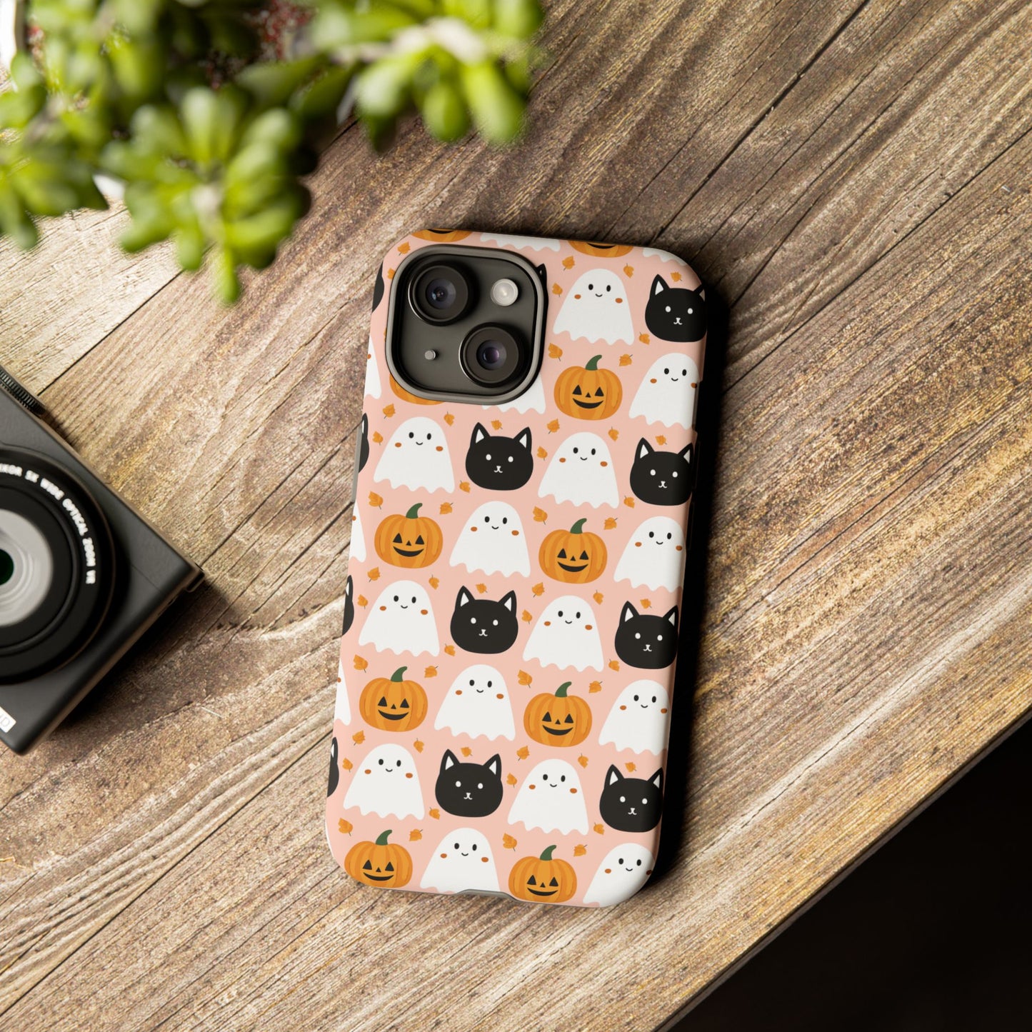 Ghosts, Pumpkins, and Black Cats Phone Case – Tough Phone Case – Cute Spooky Design - iPhone 16 - Samsung Galaxy - Google Pixel