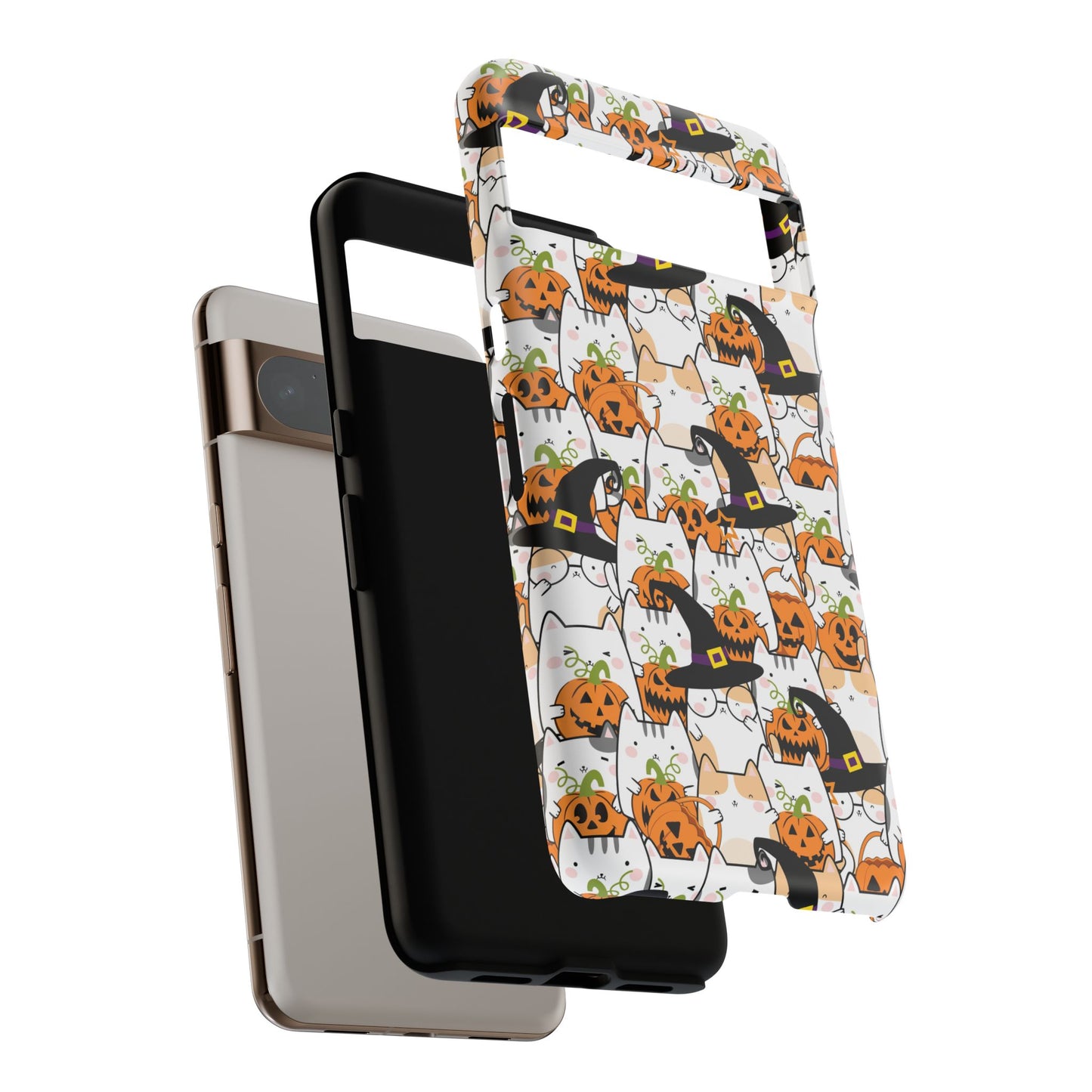 Halloween Cats and Pumpkins Phone Case – Tough Phone Case – Cute Spooky Design - iPhone 16 - Samsung Galaxy - Google Pixel