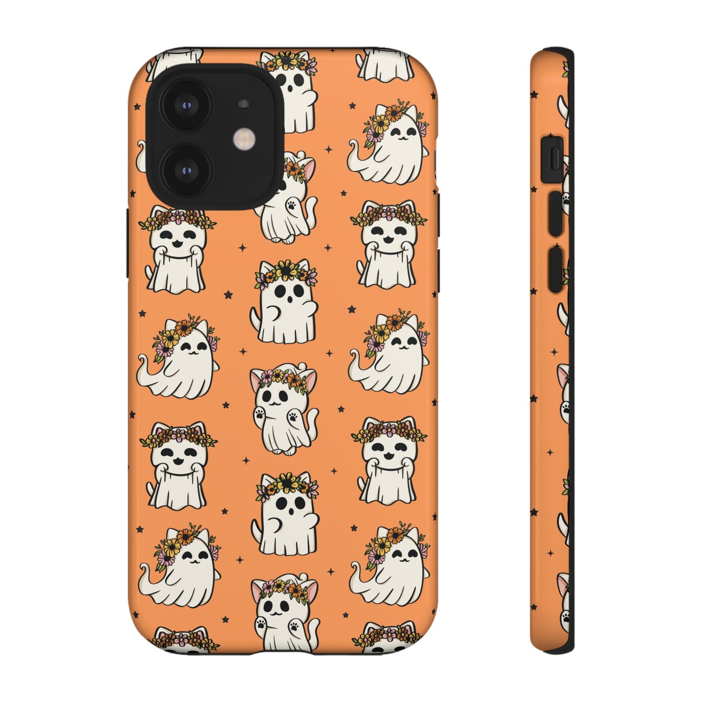 Ghost Cats and Pumpkins Halloween Phone Case – Tough Phone Case – Cute Spooky Design - iPhone 16 - Samsung Galaxy - Google Pixel