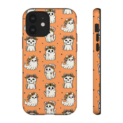 Ghost Cats and Pumpkins Halloween Phone Case – Tough Phone Case – Cute Spooky Design - iPhone 16 - Samsung Galaxy - Google Pixel