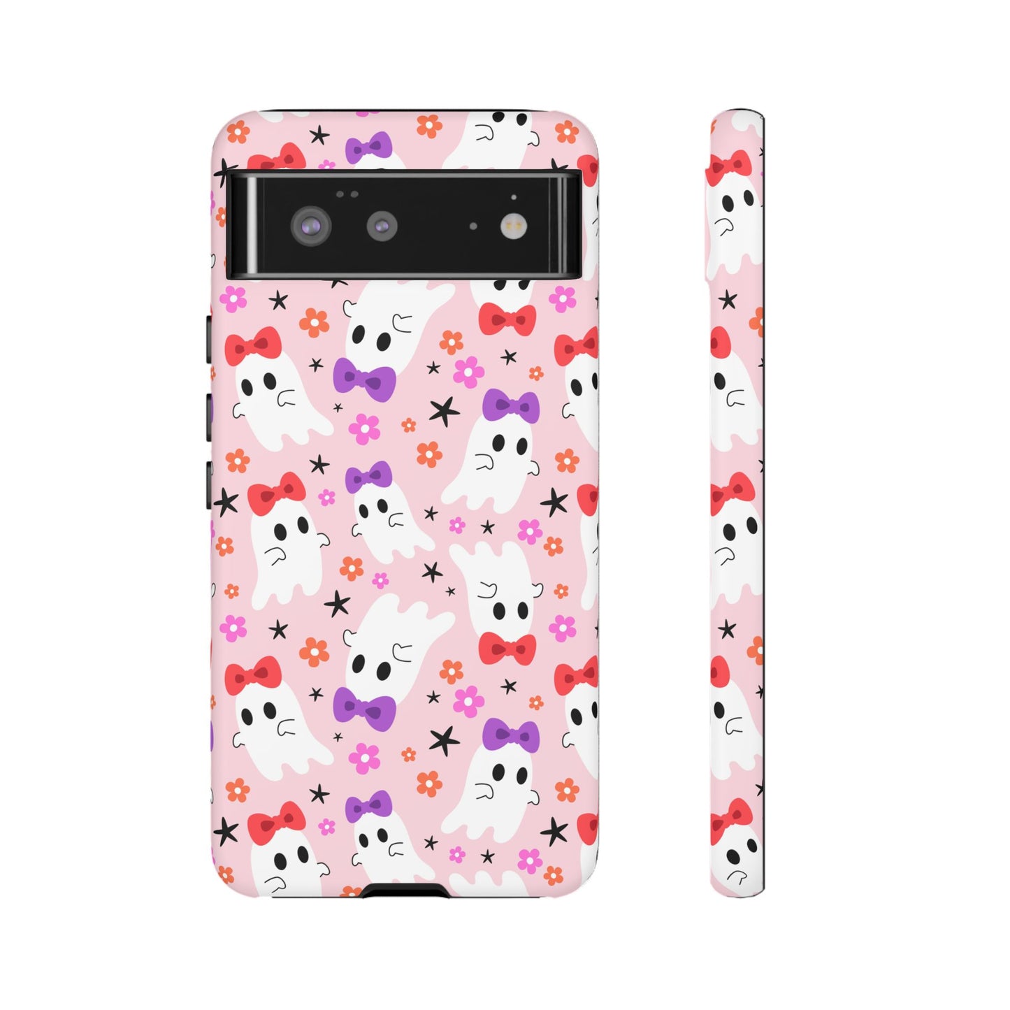 Cute Ghosts with Bows and Stars Halloween Phone Case – Tough Phone Case – Cute Spooky Design - iPhone 16 - Samsung Galaxy - Google Pixel