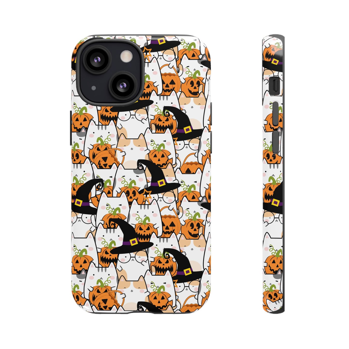 Halloween Cats and Pumpkins Phone Case – Tough Phone Case – Cute Spooky Design - iPhone 16 - Samsung Galaxy - Google Pixel