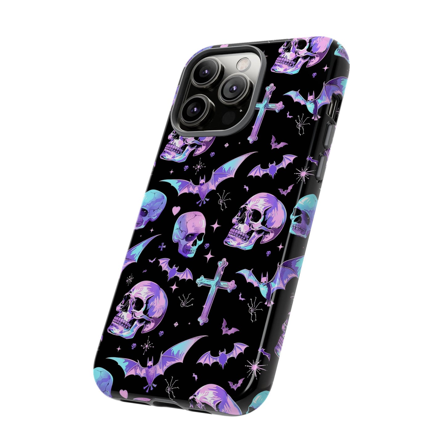 Pastel Skulls and Crosses Gothic Phone Case – Tough Phone Case – Cute Spooky Design - iPhone 16 - Samsung Galaxy - Google Pixel