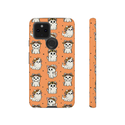 Ghost Cats and Pumpkins Halloween Phone Case – Tough Phone Case – Cute Spooky Design - iPhone 16 - Samsung Galaxy - Google Pixel