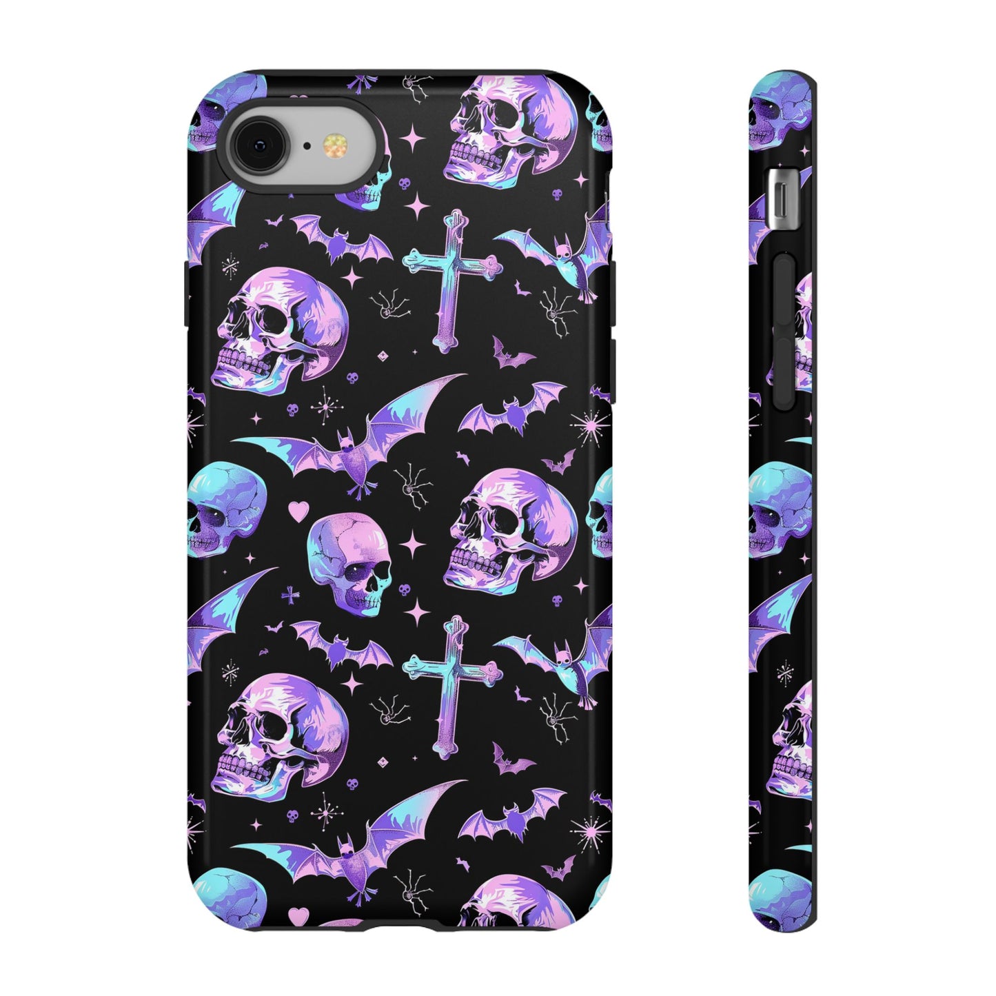 Pastel Skulls and Crosses Gothic Phone Case – Tough Phone Case – Cute Spooky Design - iPhone 16 - Samsung Galaxy - Google Pixel