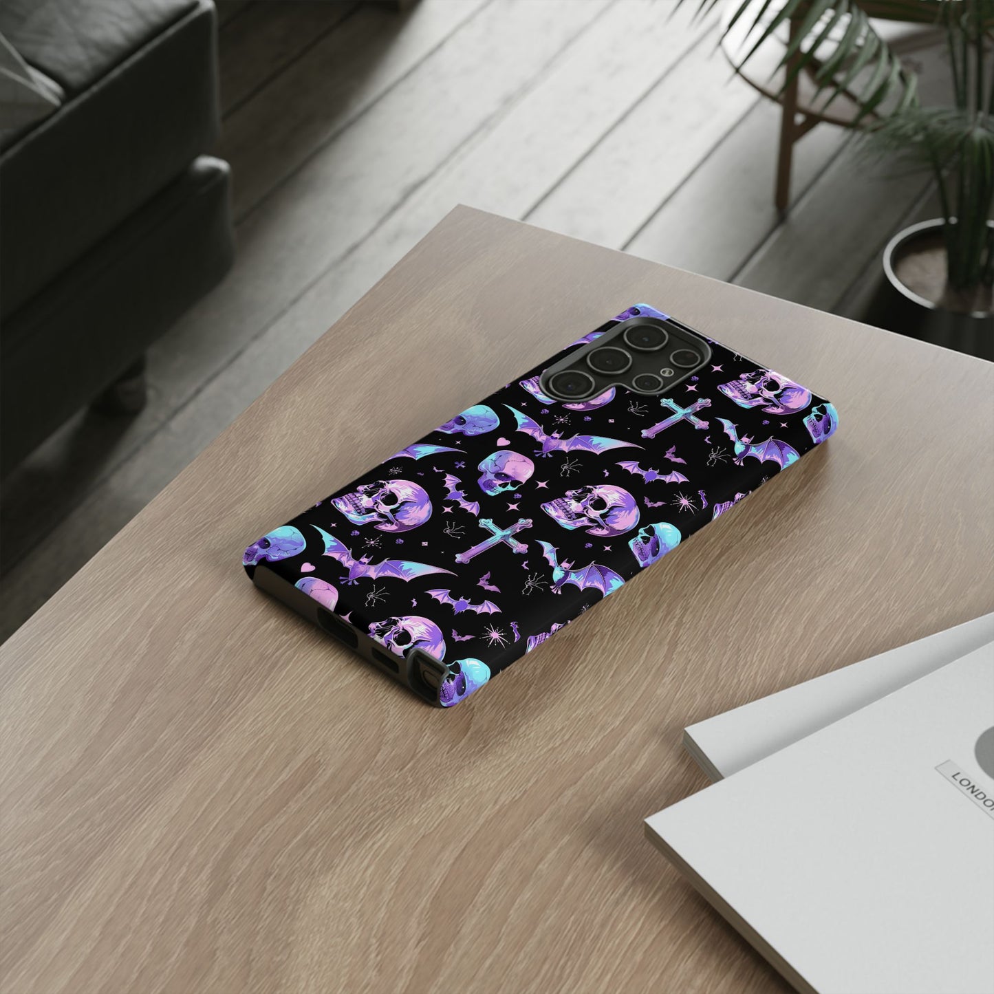 Pastel Skulls and Crosses Gothic Phone Case – Tough Phone Case – Cute Spooky Design - iPhone 16 - Samsung Galaxy - Google Pixel