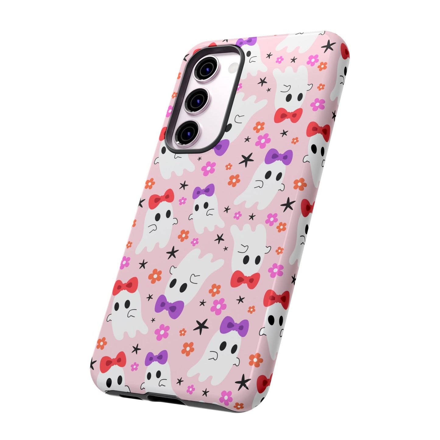 Cute Ghosts with Bows and Stars Halloween Phone Case – Tough Phone Case – Cute Spooky Design - iPhone 16 - Samsung Galaxy - Google Pixel